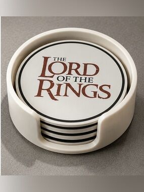 Lord of the Rings 3D Printed Coaster Set with Matching Holder 4 Inch